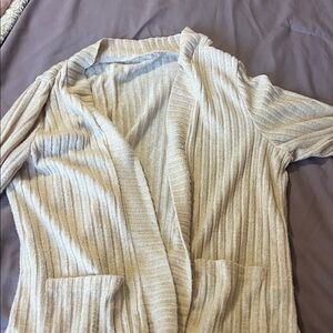 SHEIN Light Beige Ribbed Cardigan